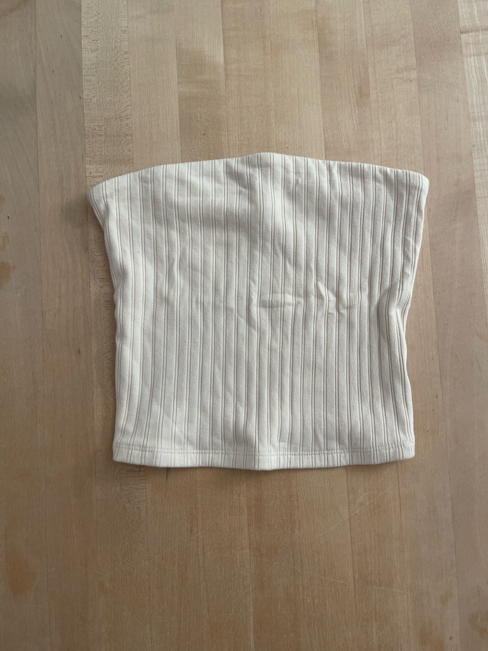 American Eagle Outfitters Cream Ribbed Strapless Tube Top
